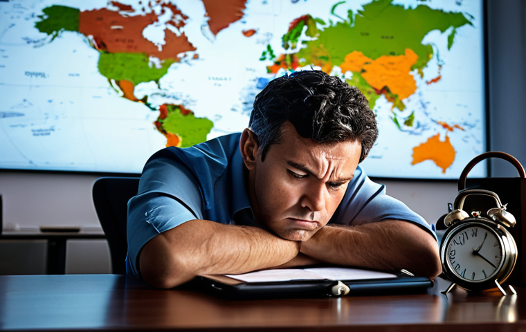 **Prompt:** A determined individual at a desk, subtly tired but focused, surrounded by multiple clocks indicating various global time zones. In the background, a blurred, interconnected global network map, symbolizing the challenging yet rewarding journey of adapting to a new global business environment. Soft light signifies resilience and personal growth.
**Keywords:** global business, time difference, overcoming challenges, resilience, late-night calls, early mornings, personal growth, determination, global connection.